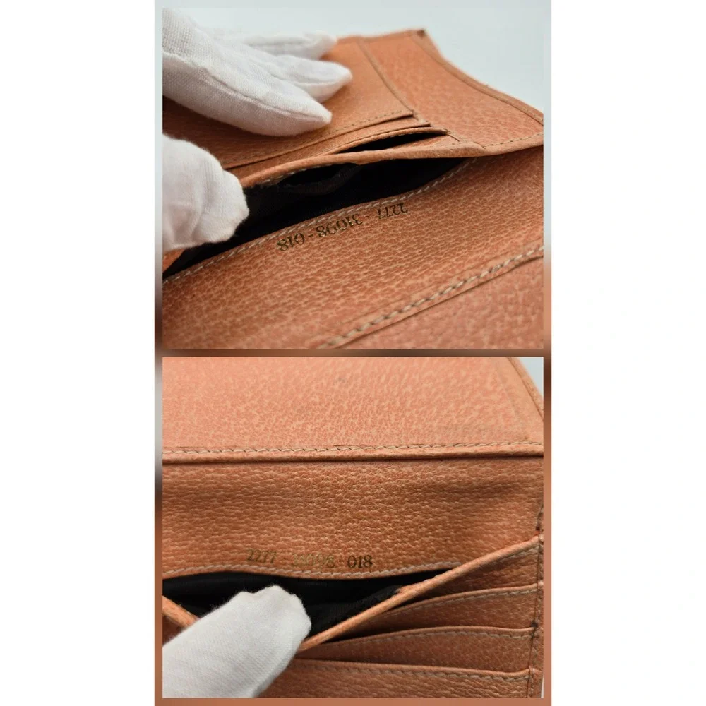 Fendi Peach Leather FF Logo Buckle Trifold Wallet Gold Hardware Compact